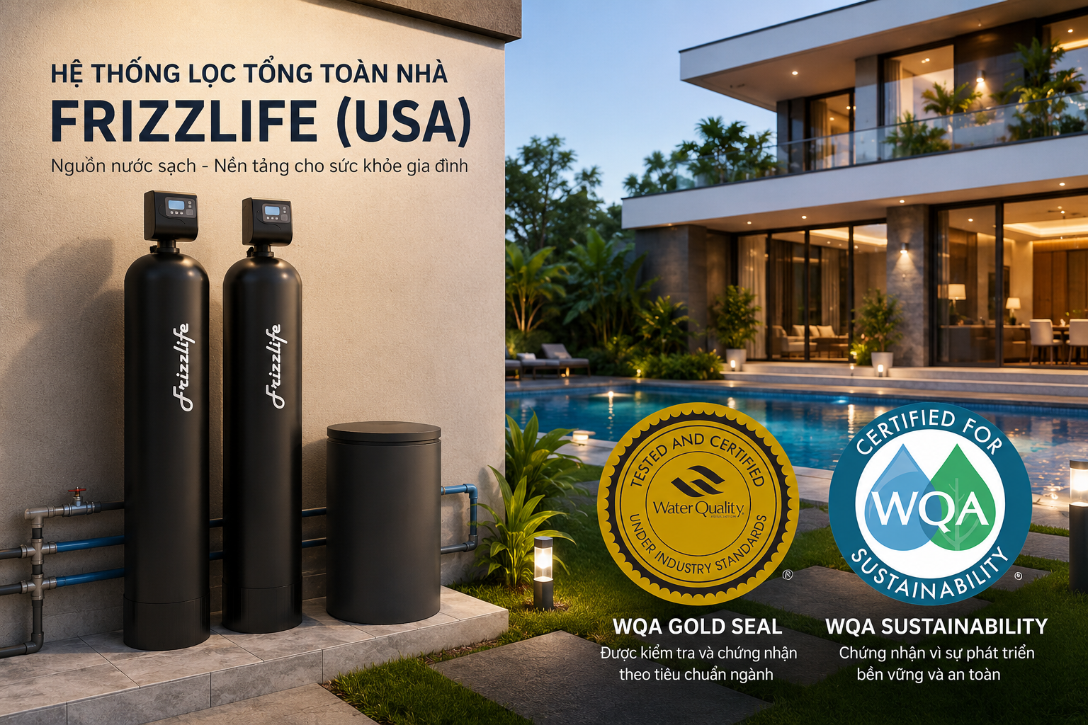 Máy lọc tổng đạt chuẩn WQA và NSF