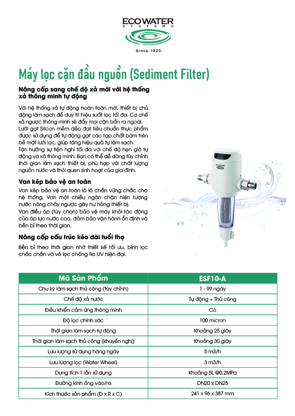Hệ thống lọc nước thương hiệu Mỹ EcoWater