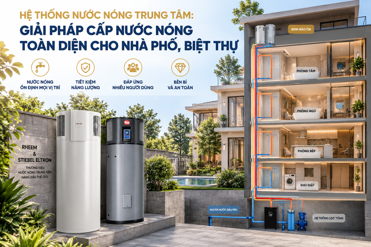 Hệ Thống Nước Nóng Trung Tâm: Giải Pháp Cấp Nước Nóng Toàn Diện Cho Nhà Phố, Biệt Thự - Ảnh 1