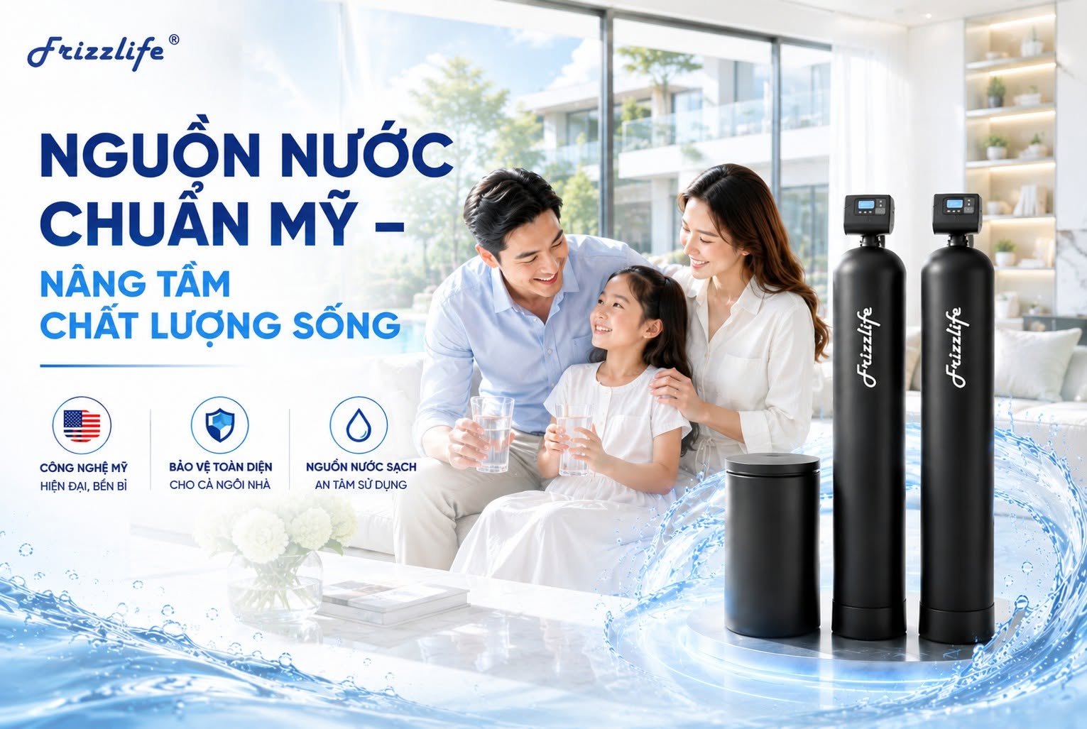 Hệ thống lọc tổng giúp nâng cao chất lượng nước cho toàn bộ ngôi nhà